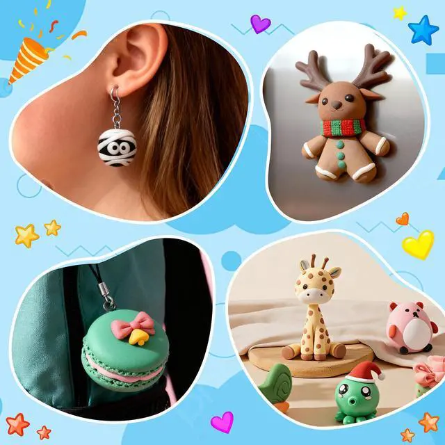 Alt view image 6 of 7 - 52 Colors Polymer Clay Kit,Oven Bake Modeling Clay for Kids Adults | DIY Molding Clay Starter Sculpting Set With Tools & accessories,Non-Sticky,Kids School Classroom Stem,Home Party Art Crafts