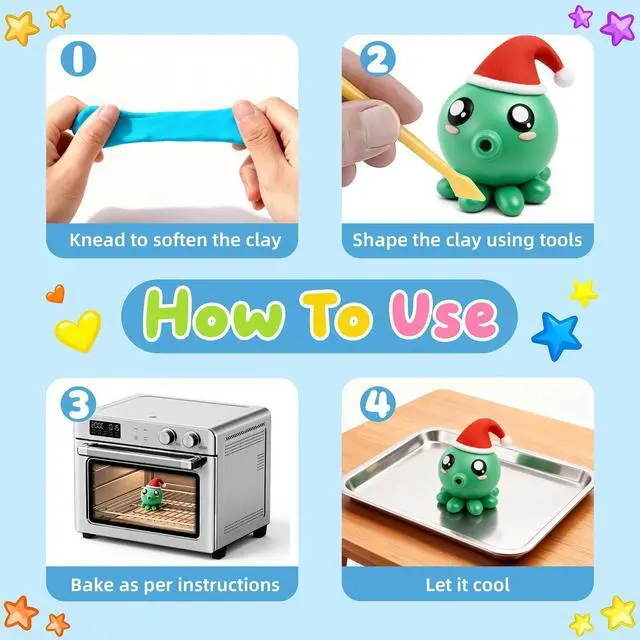 Alt view image 5 of 7 - 52 Colors Polymer Clay Kit,Oven Bake Modeling Clay for Kids Adults | DIY Molding Clay Starter Sculpting Set With Tools & accessories,Non-Sticky,Kids School Classroom Stem,Home Party Art Crafts