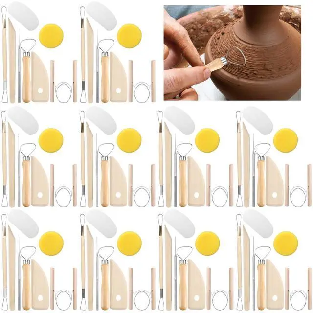 Main image of 40 Pcs Pottery Clay Tools Kit Sculpting Clay Tool Carving Kit | Includes Cutting Modeling Trimming with Smooth Wooden Handles, Back to School Supplies