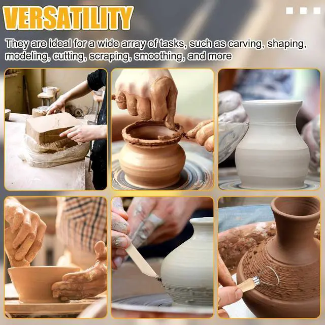 Alt view image 2 of 6 - 40 Pcs Pottery Clay Tools Kit Sculpting Clay Tool Carving Kit | Includes Cutting Modeling Trimming with Smooth Wooden Handles, Back to School Supplies