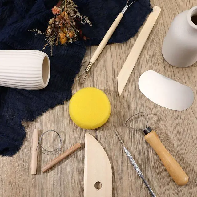 Alt view image 3 of 6 - 40 Pcs Pottery Clay Tools Kit Sculpting Clay Tool Carving Kit | Includes Cutting Modeling Trimming with Smooth Wooden Handles, Back to School Supplies