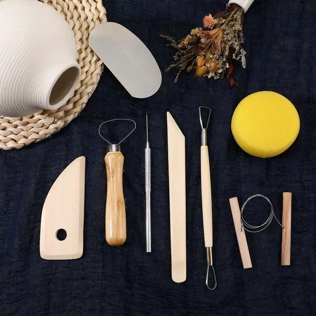 Alt view image 4 of 6 - 40 Pcs Pottery Clay Tools Kit Sculpting Clay Tool Carving Kit | Includes Cutting Modeling Trimming with Smooth Wooden Handles, Back to School Supplies
