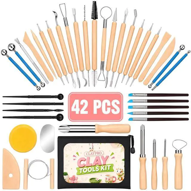 Main image of 42Pcs Clay Tools Kit, Ceramic & Pottery Tools for Adults | Practical Polymer Clay Tools, Clay Sculpting Tools for Pottery Craft, Air Dry Clay Tools for Dotting, Carving, Modeling