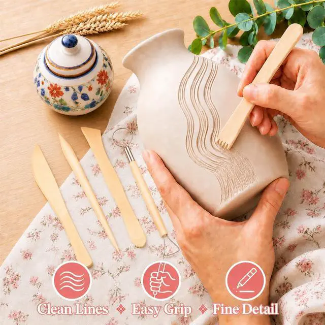 Alt view image 7 of 7 - 42Pcs Clay Tools Kit, Ceramic & Pottery Tools for Adults | Practical Polymer Clay Tools, Clay Sculpting Tools for Pottery Craft, Air Dry Clay Tools for Dotting, Carving, Modeling