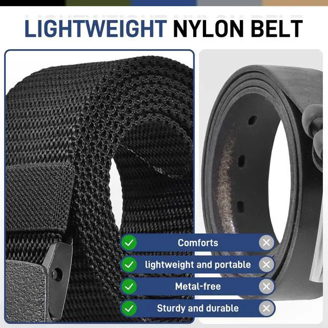 Alt view image 3 of 7 - Tactical Men's Nylon Belts,5 Pack Men Casual Canvas Belt | Military Outdoor Metal-Free Web Work Belt
