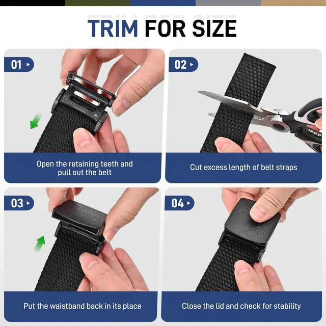 Alt view image 6 of 7 - Tactical Men's Nylon Belts,5 Pack Men Casual Canvas Belt | Military Outdoor Metal-Free Web Work Belt
