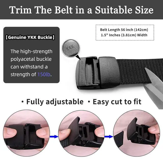 Alt view image 5 of 7 - | Nylon Web Belt | Outdoor Military Belt | TSA Safe Buckle Plastic/Metal