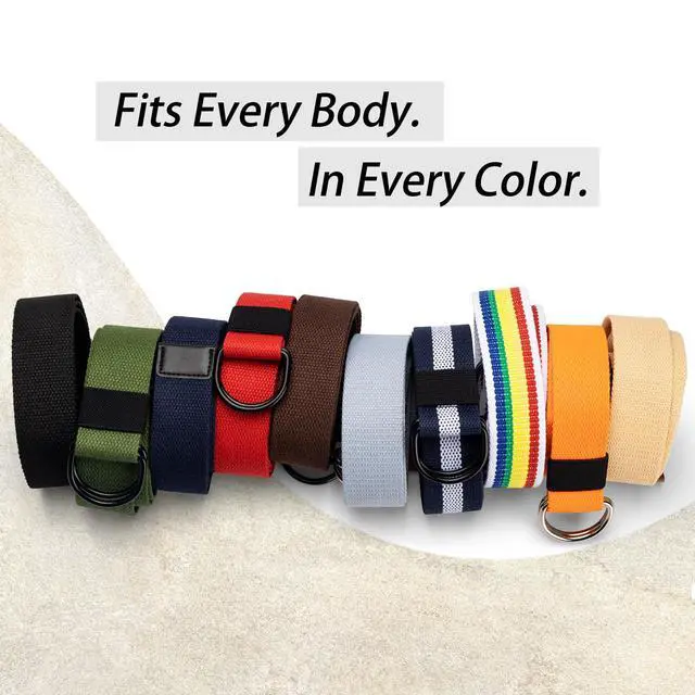 Alt view image 4 of 7 - Mens Womens Canvas Belt, D-ring Buckle Cloth Fabric Belt for Men | 1 1/2 Inch Wide, Length 110cm, Black Belt
