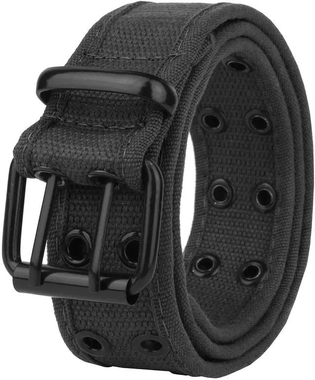 Main image of Canvas Double Grommet Hole Belt 12 Colors 2043-BK-M