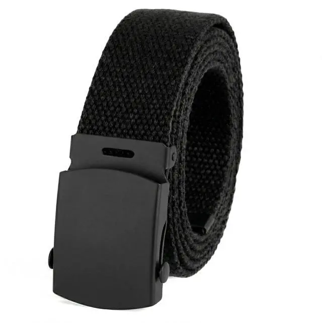 Main image of Canvas Web Belt Military Style with Black Buckle and Tip 56" Long (Black)