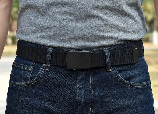 Alt view image 2 of 7 - Canvas Web Belt Military Style with Black Buckle and Tip 56" Long (Black)