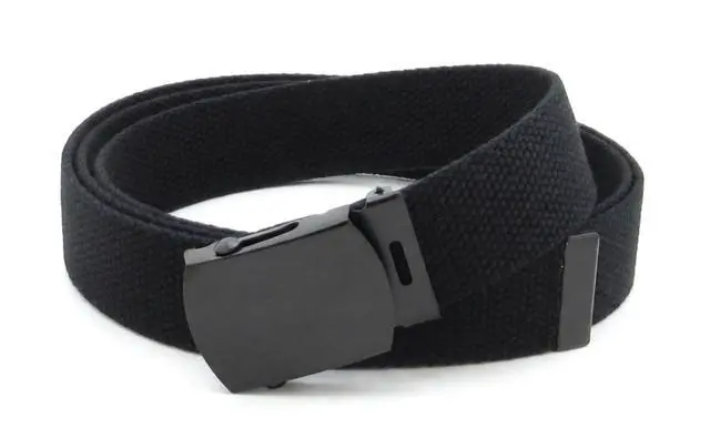 Alt view image 3 of 7 - Canvas Web Belt Military Style with Black Buckle and Tip 56" Long (Black)