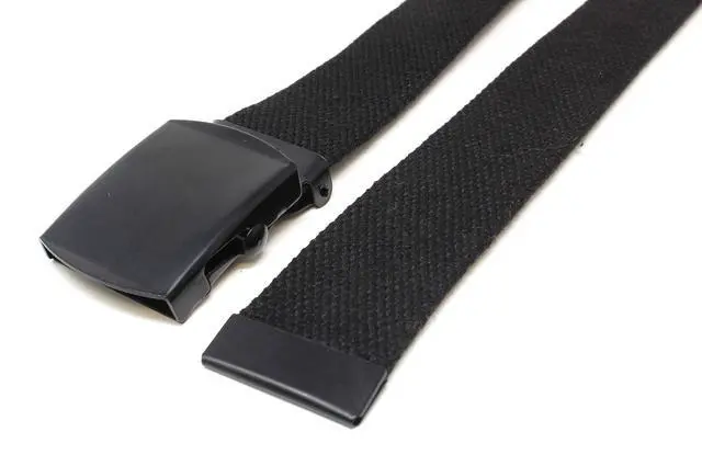 Alt view image 4 of 7 - Canvas Web Belt Military Style with Black Buckle and Tip 56" Long (Black)