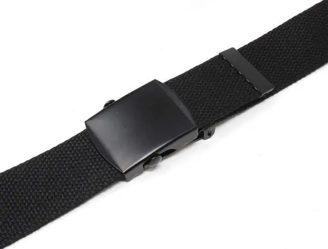 Alt view image 5 of 7 - Canvas Web Belt Military Style with Black Buckle and Tip 56" Long (Black)