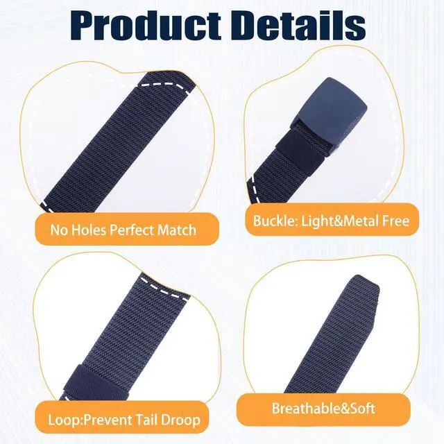 Alt view image 4 of 7 - 6-Pack Nylon Webbing Canvas Belt | Men & Women's Plastic Buckle Belt, Outdoor, Hiking & Casual Belt Metal-free