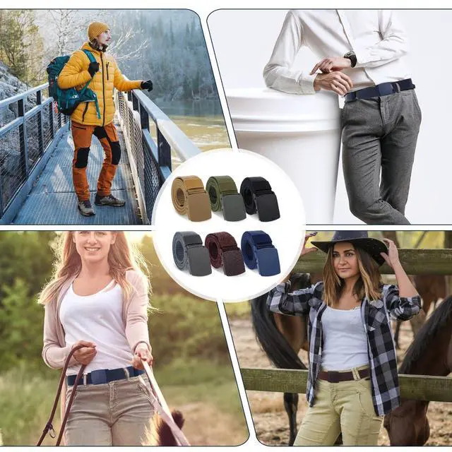 Alt view image 7 of 7 - 6-Pack Nylon Webbing Canvas Belt | Men & Women's Plastic Buckle Belt, Outdoor, Hiking & Casual Belt Metal-free