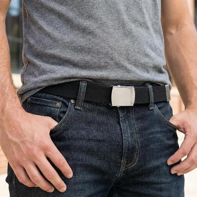 Alt view image 2 of 6 - Black Web Belt with Buckle Military Style