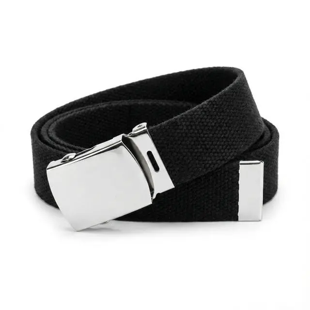 Alt view image 3 of 6 - Black Web Belt with Buckle Military Style