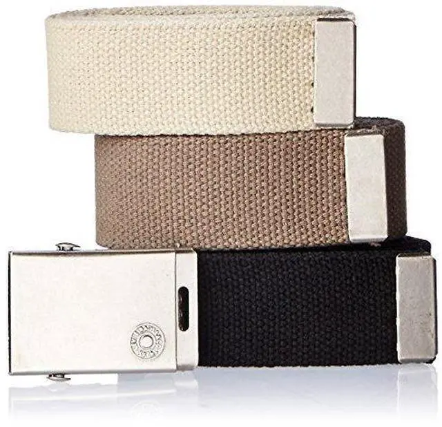 Main image of Mens Cut To Fit 3 Pack Web With Buckle Belt, Black/Olive/Khaki