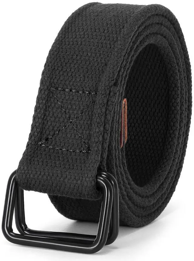 Main image of Men Canvas Double Ring Belt Plus Size Men Cloth Casual Belt for Jeans Pants