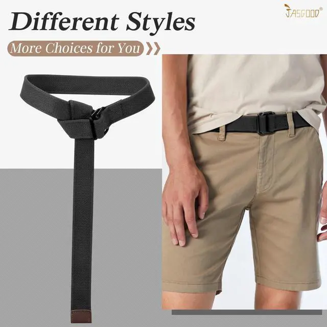 Alt view image 2 of 7 - Men Canvas Double Ring Belt Plus Size Men Cloth Casual Belt for Jeans Pants