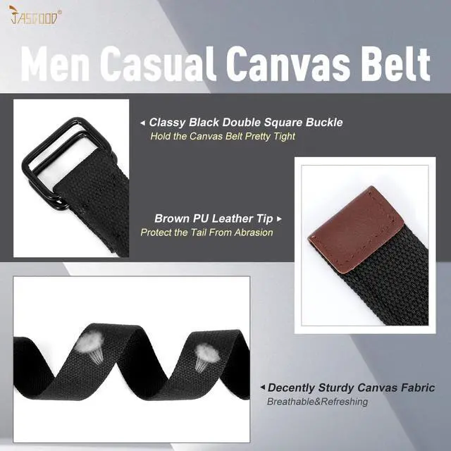 Alt view image 4 of 7 - Men Canvas Double Ring Belt Plus Size Men Cloth Casual Belt for Jeans Pants