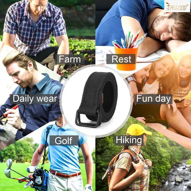 Alt view image 7 of 7 - Men Canvas Double Ring Belt Plus Size Men Cloth Casual Belt for Jeans Pants