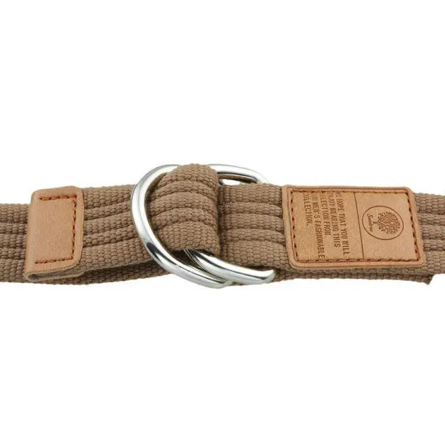 Alt view image 3 of 4 - Canvas Web Belts with D-ring Buckle for Men, Khaki | Adjustable Military Style Double D Ring Men's Casual Belt