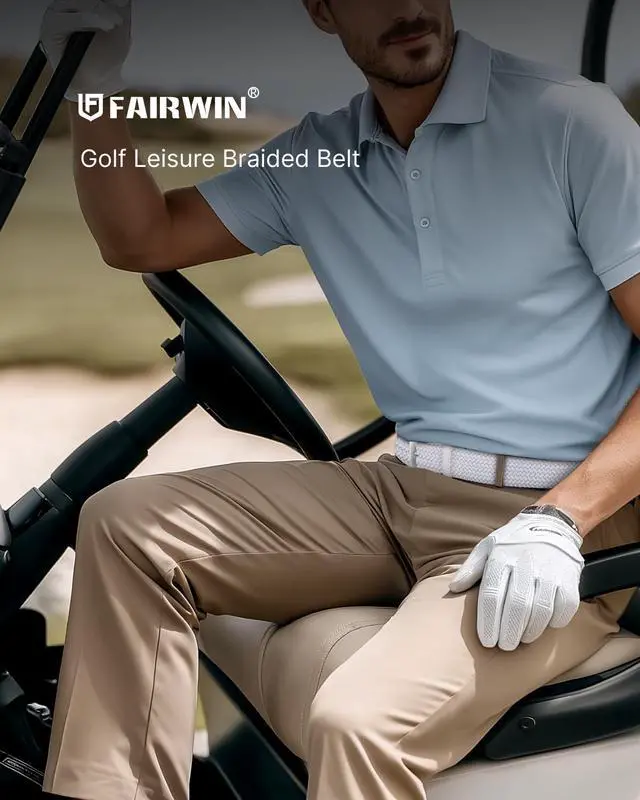 Alt view image 6 of 6 - Men's Golf Belt, Stretch Braided Elastic Woven Casual Jeans Belts 1 3/8" Nylon Web Work Belts for Men