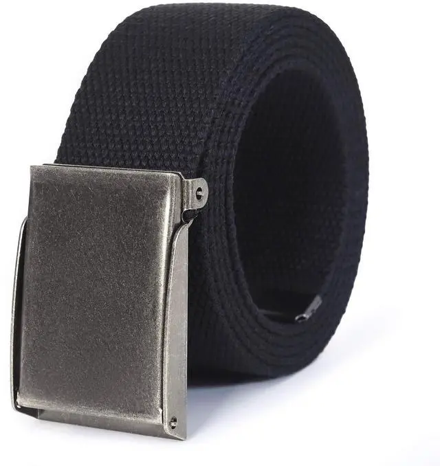 Main image of Canvas Web Belt | Cut to Fit Up to 52" | Flip-Top Matte Silver Nickel Buckle (Black)