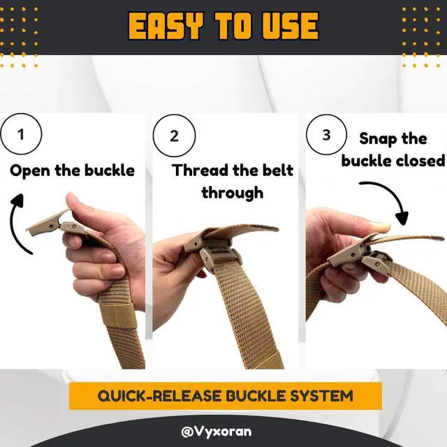 Alt view image 5 of 7 - Nylon Belts for Men Military Tactical Slide Plastic Buckle Belt Adjustable No Holes Canvas Web Belt Outdoor