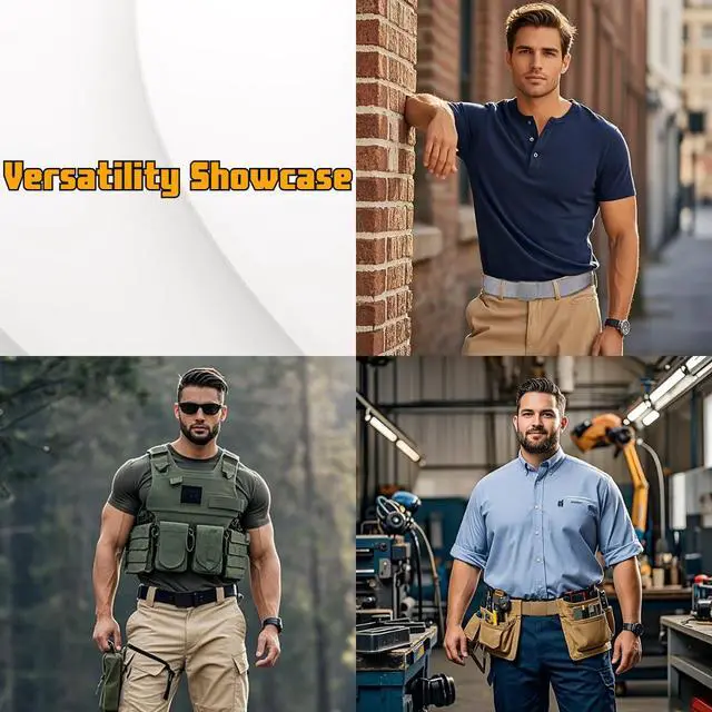 Alt view image 6 of 7 - Nylon Belts for Men Military Tactical Slide Plastic Buckle Belt Adjustable No Holes Canvas Web Belt Outdoor