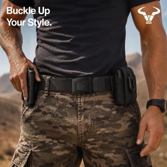Alt view image 2 of 7 - Stretch Tactical Web Belt For Men-Trimmable 1.5"-Adjustable Fit | Smooth Sliding | Adjustable for Precise Fit | Tailored Size | Rugged Nylon for Heavy Duty, Hiking, Hunting