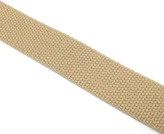 Alt view image 4 of 6 - Thin Web Belt Double D-Ring Buckle 1.25" Wide with Metal Tip Solid Color (XL-Khaki)