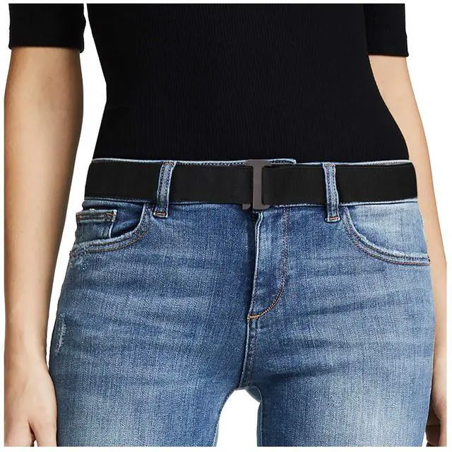 Main image of No Show Women Stretch Belt Invisible Elastic Web Strap Belt with Flat Buckle for Jeans Pants Dresses