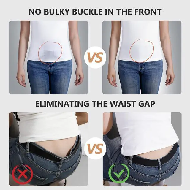 Alt view image 3 of 7 - No Show Women Stretch Belt Invisible Elastic Web Strap Belt with Flat Buckle for Jeans Pants Dresses