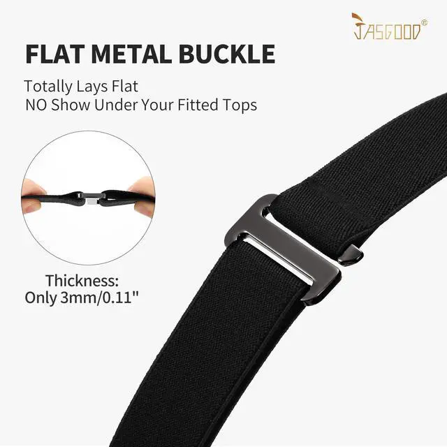 Alt view image 4 of 7 - No Show Women Stretch Belt Invisible Elastic Web Strap Belt with Flat Buckle for Jeans Pants Dresses