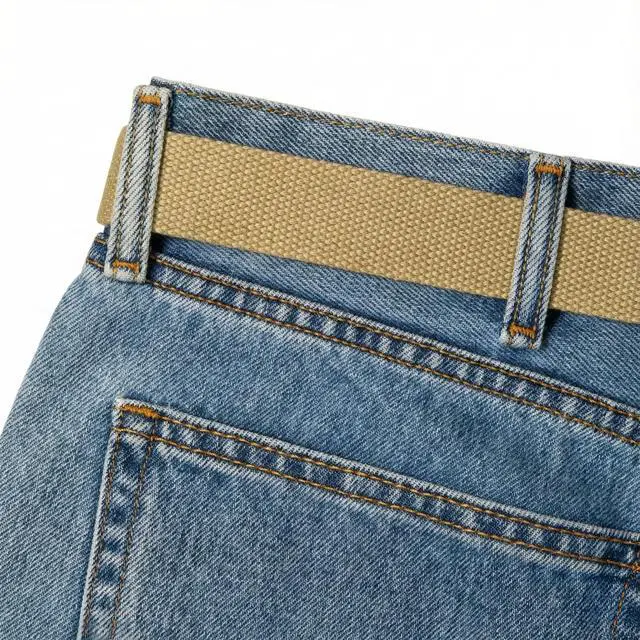 Alt view image 7 of 7 - Canvas Web Belt Military Style with Brass Buckle and Tip 54" Long (Khaki)