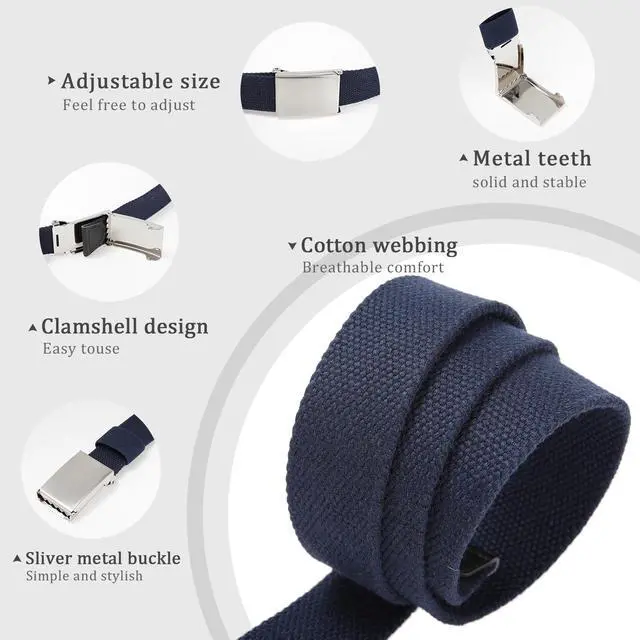 Alt view image 2 of 6 - Boys Canvas Golf Belts - Adjustable Web Youth Belt for Kids | Trim-To-Fit, Silver Flip-Top Buckle, Fit Kids & Teens Ages 3-15 for Casual Jeans