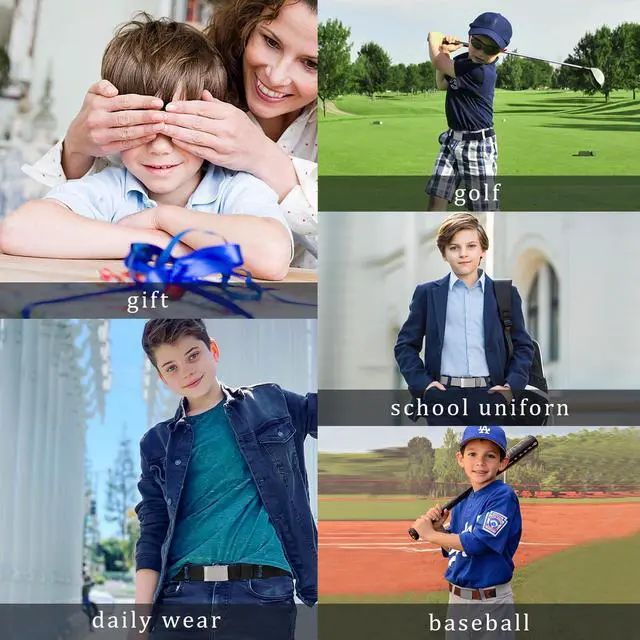 Alt view image 4 of 6 - Boys Canvas Golf Belts - Adjustable Web Youth Belt for Kids | Trim-To-Fit, Silver Flip-Top Buckle, Fit Kids & Teens Ages 3-15 for Casual Jeans