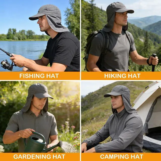 Alt view image 6 of 7 - Baseball Sun Cap with Neck Flap, UPF 50+ Waterproof Sun Hat for Men Women | Adjustable Fit, Breathable Vent Holes, Packable & Lightweight Design for Beach Golf Hiking Fishing Running