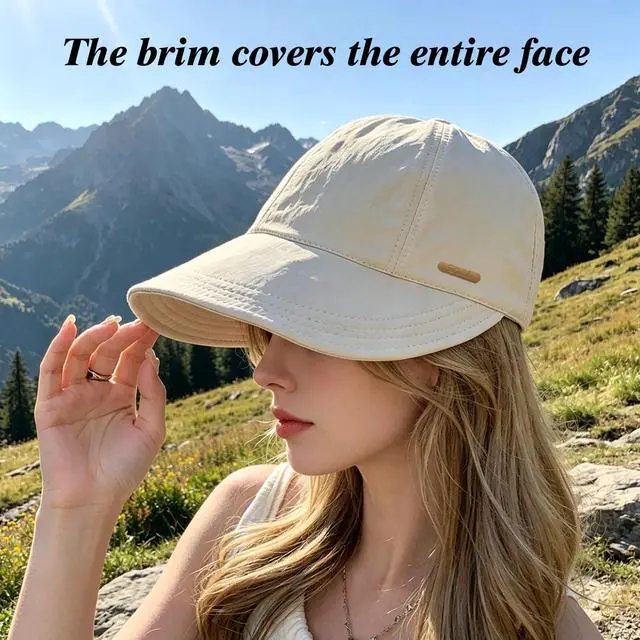 Alt view image 5 of 7 - Women Sun Hat Wide Brim Hat Ponytail Baseball Cap Foldable Packable for Summer Beach Golf Hiking Fishing Beige
