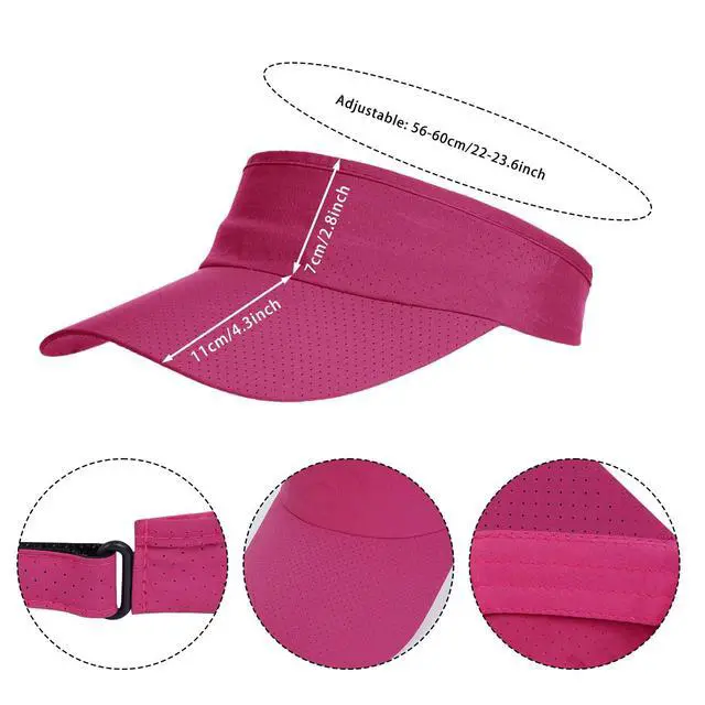 Alt view image 3 of 7 - Sports Sun Visor Hats Adjustable Cooling Athletic Visors Hat Baseball Cap for Women Men Golf Tennis Cycling Running (US, Alpha, One Size, Hot Pink)