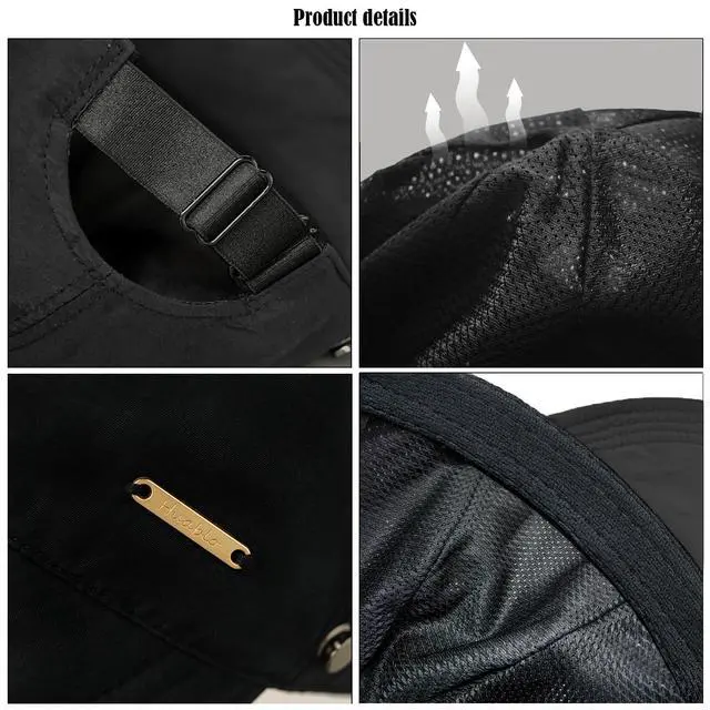 Alt view image 5 of 7 - UPF 50+ Womens Sun Hat Wide Brim Hat UV Protection Hiking Fishing Hats Ponytail Hole Sun Cap Foldable Baseball Cap for Travel Outdoor Black