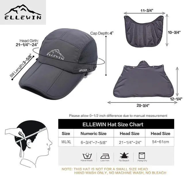Alt view image 6 of 6 - Outdoor Fishing Flap Hat UPF50 Sun Cap Removable Mesh Face Neck Cover, D-grey/ Mesh Neck Cover, M-L-XL
