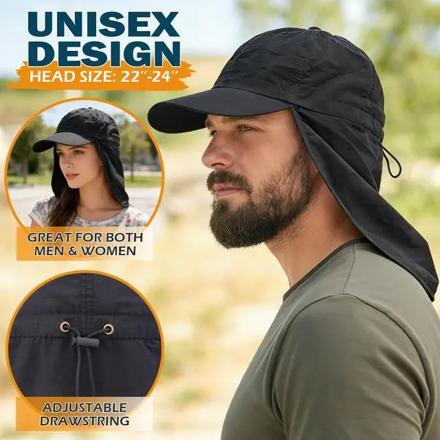 Alt view image 2 of 7 - Baseball Sun Cap with Neck Flap, UPF 50+ Waterproof Sun Hat for Men Women | Adjustable Fit, Breathable Vent Holes, Packable & Lightweight Design for Beach Golf Hiking Fishing Running