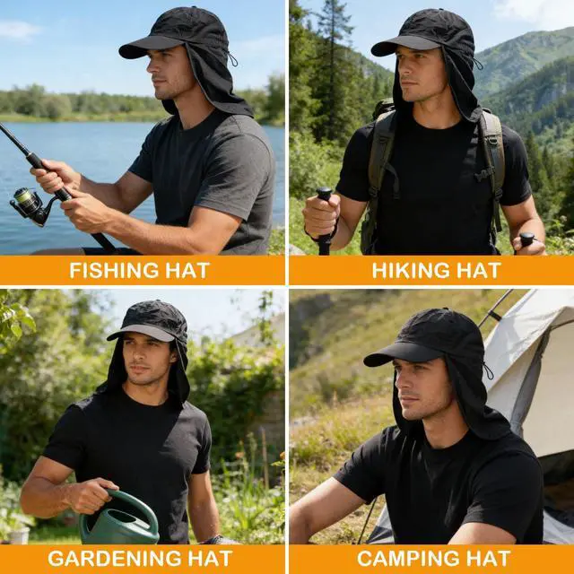 Alt view image 6 of 7 - Baseball Sun Cap with Neck Flap, UPF 50+ Waterproof Sun Hat for Men Women | Adjustable Fit, Breathable Vent Holes, Packable & Lightweight Design for Beach Golf Hiking Fishing Running