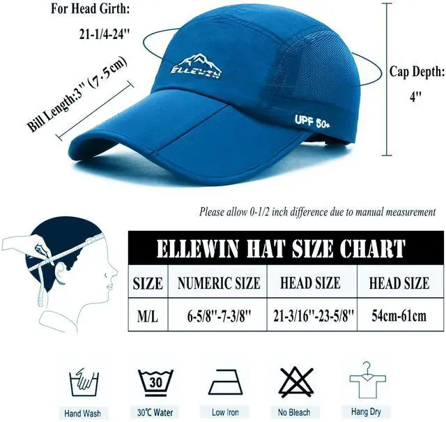 Alt view image 5 of 7 - Unisex Baseball Cap UPF 50 Unstructured Hat with Foldable Long Large Bill