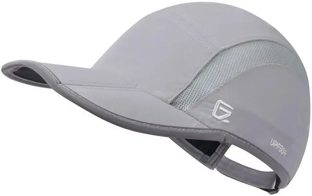 Main image of Baseball Cap Nylon Running Cap Outdoor Sports Hat for Men Woman Adjustable Quick Drying Reflective Foldable 50+ UPF Inhibit UV Mesh Race Performance Lightweight Water Repellency Light Grey
