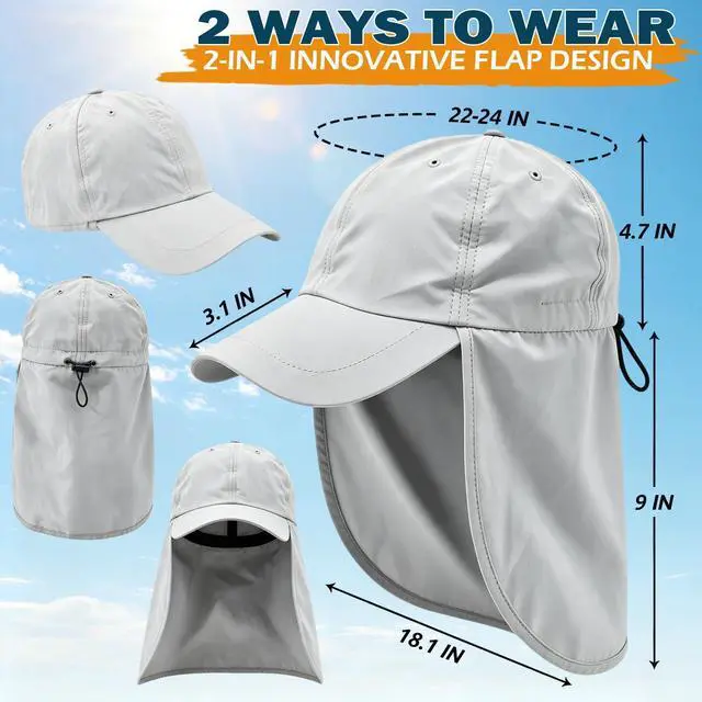 Alt view image 5 of 7 - Baseball Sun Cap with Neck Flap, UPF 50+ Waterproof Sun Hat for Men Women | Adjustable Fit, Breathable Vent Holes, Packable & Lightweight Design for Beach Golf Hiking Fishing Running
